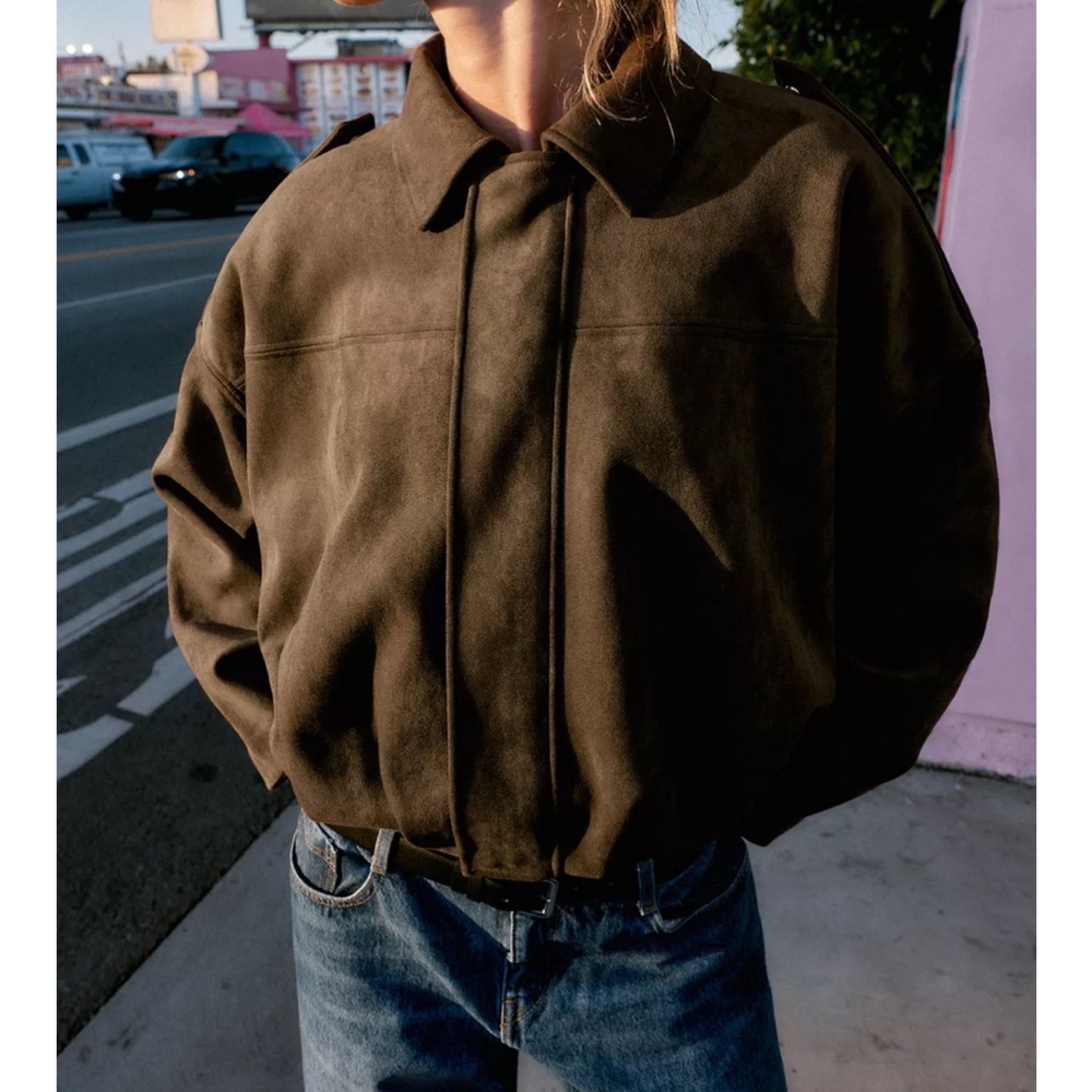 zara suede brown jacket